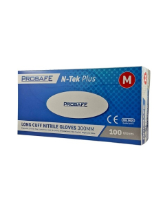 Prosafe™ M-LCNTEK-PF Long Cuff Nitrile Examination Gloves Blue Powder Free Medium (100)
