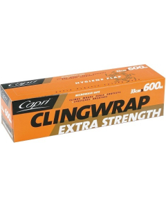 Capri® C-CW33D Extra Strength Clingwrap Dispenser Pack Roll 33cm x 600m – Clear