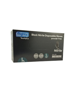 Mighty MGT-BLKNL Touchplus Nitrile Gloves Black Powder Free Large (100)