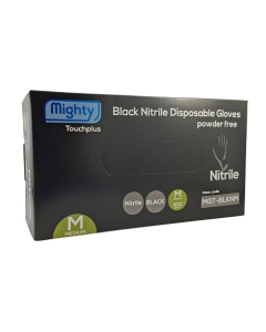 Mighty MGT-BLKNM Touchplus Nitrile Gloves Black Powder Free Medium (100)