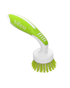 Sabco® SAB28081 Curved Kitchen Dish Brush Soft Grip – White & Green