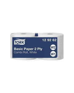 Tork® 129262 Basic Combi Roll Wiping Paper 2Ply 2rolls W1/W2 – White