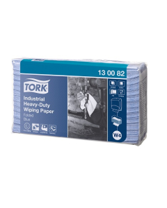 Tork® 130082 Premium Folded Industrial Heavy-Duty Wiping Paper Wipes 3 Ply (500) W4 – Blue