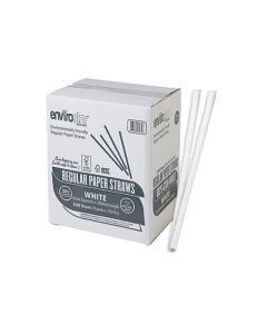 Envirostar® RCPS-6200-WHITE Regular Paper Straws 6mmX200mm – White (2500)
