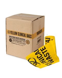 Austar YIW240LTR Clinical Waste Bags LDPE 240L Yellow 1130x1450 (100) - Roll