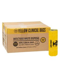 Austar YIW6090 Clinical Waste Bags HDPE 65L Yellow 900x600 (250)