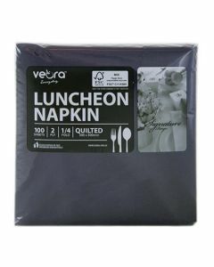 Veora™ 22509F-Black Everyday Signature Quilted Luncheon Napkin Black 2 Ply 20 packs x 100