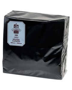 Caprice™ 2DBLK Dinner Napkin 2 ply 1/8 Fold 400 x 400mm (1000) – Black