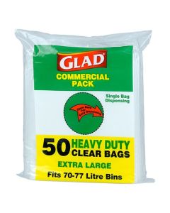 Glad® XLCL50/4 Heavy Duty Bin Liners 70-77L Clear (200) – Extra Large