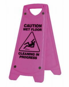 Oates IW-101P Safety Sign - Wet Floor A Frame Plastic Pink