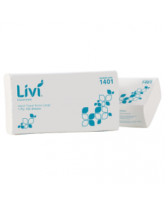 Livi® 1401 Essentials Interleaved Hand Towel Extra Large 1 Ply 24 packs x 100 sheets