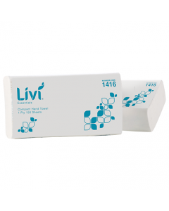 Livi® 1416 Essentials Compact Hand Towel 1 Ply 16 packs x 150 sheets