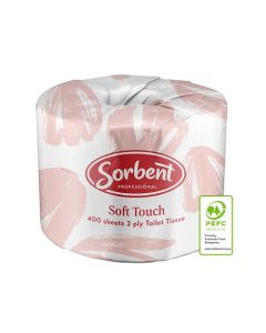 Sorbent® 25003 Soft Touch Conventional Toilet Roll 2ply 48rolls x 400sh Embossed