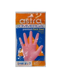Astra® GPFPS Commercial Premium Flocklined Rubber Gloves Size 6.5 to 7 – Pink