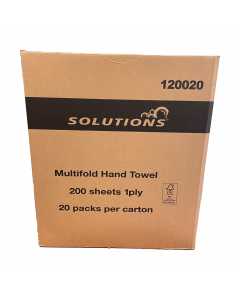 Solutions® 120020 Hand Towel Multifold 1ply 20pks x 200 sheets