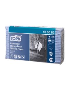 Tork® 130082 Premium Folded Industrial Heavy-Duty Wiping Paper Wipes 3 Ply (500) W4 – Blue