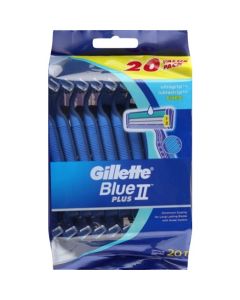Gillette® 10000325 Blue Plus II Twin Blade Disposable Razers – 12 x 20pk